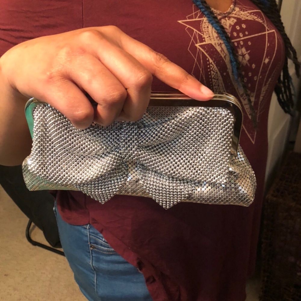Silver clutch bag